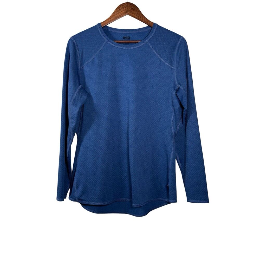 REI Co-op Blue Midweight Base Layer Long Sleeve Top Hiking Active L